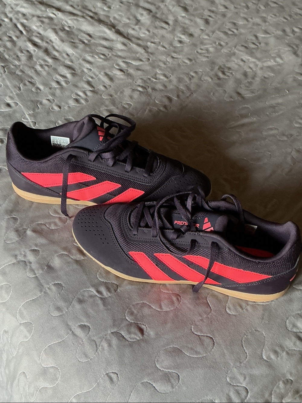 adidas Women’s Black Sneakers with Red Accents and Gum Sole
